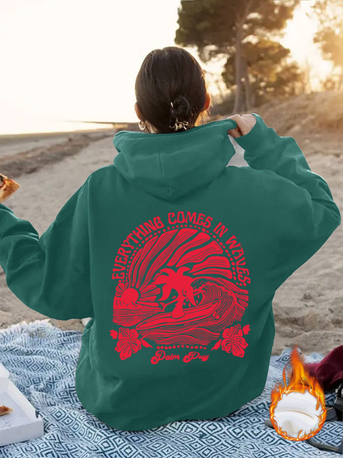 Women's Sun Pattern Printed Hoodie Long Sleeve Women's Sweater, Sweater