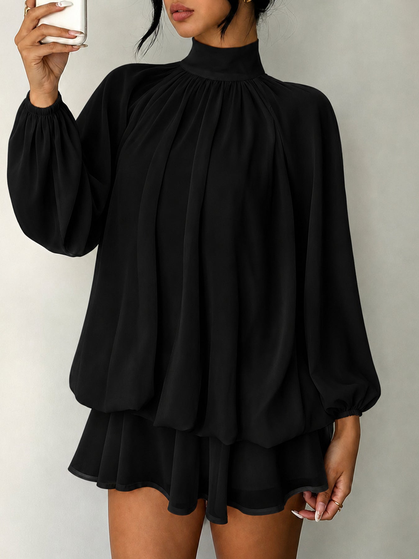 Women's Long-sleeved Versatile Fashion Slimming Solid Color Dress