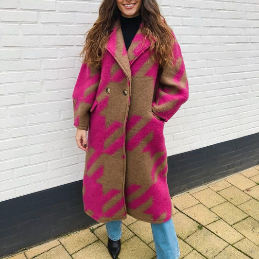 Women's Than Autumn Color Matching Fashion Long Coats