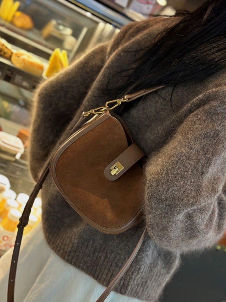 Pretty Cowhide Niche High Sense Saddle Crossbody Bags