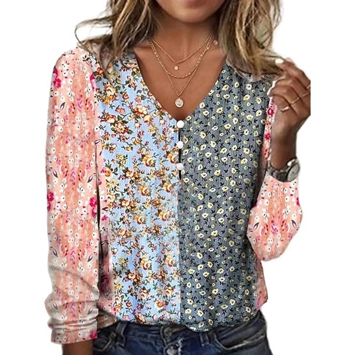 Starry Sky Pearl Button Long Sleeve Women's T-shirt