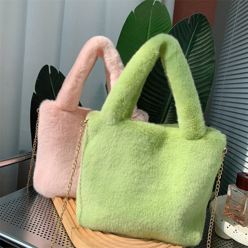 Women's Simple Plush One Fresh Korean Style Handbags