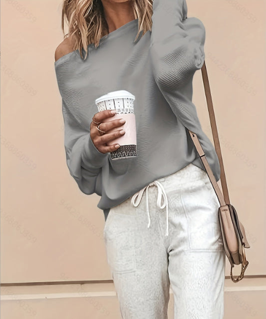 Solid Color Knitted Pullover Loose Batwing Knitwear