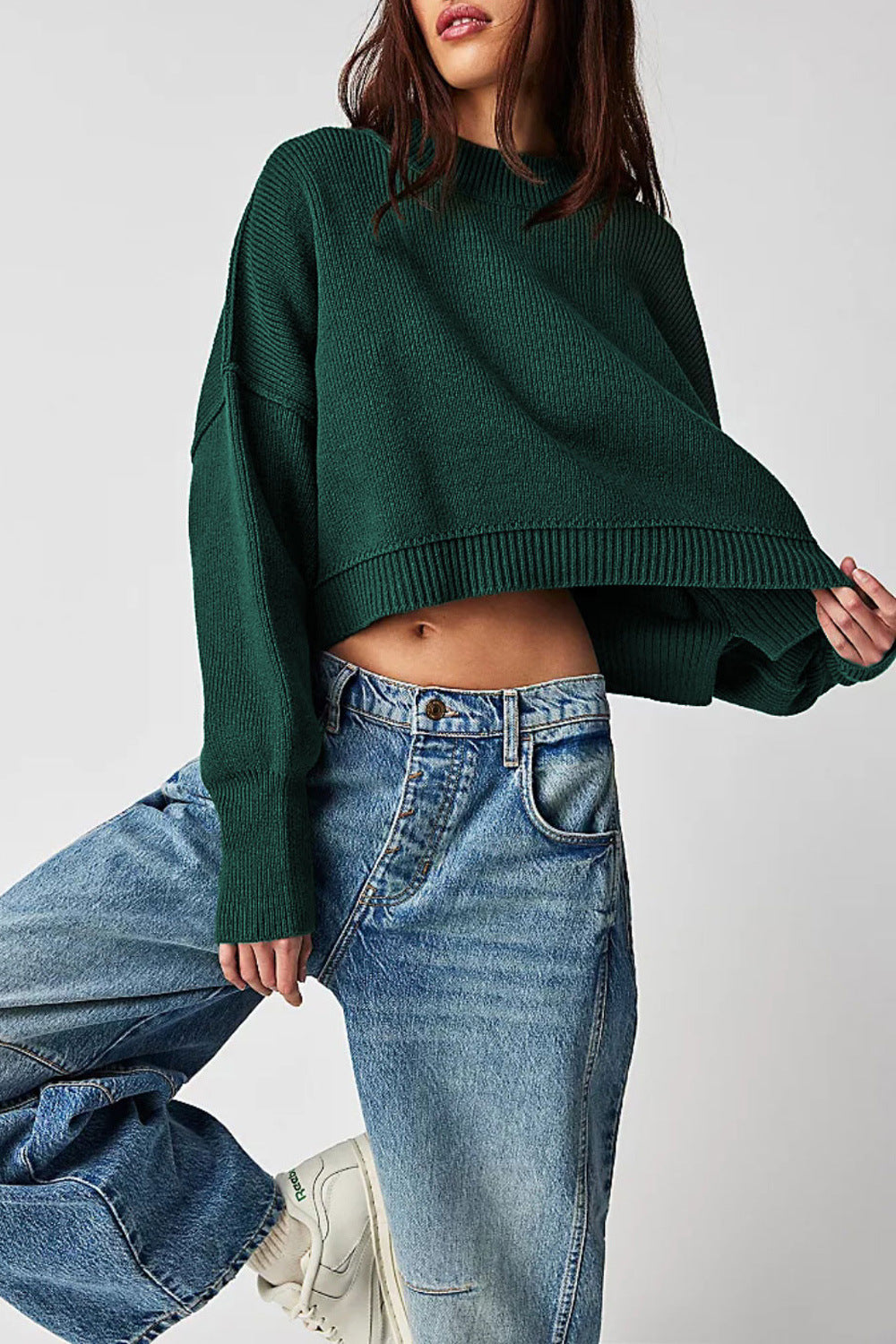 Women's Fashion Round Neck Solid Color Loose Sweaters
