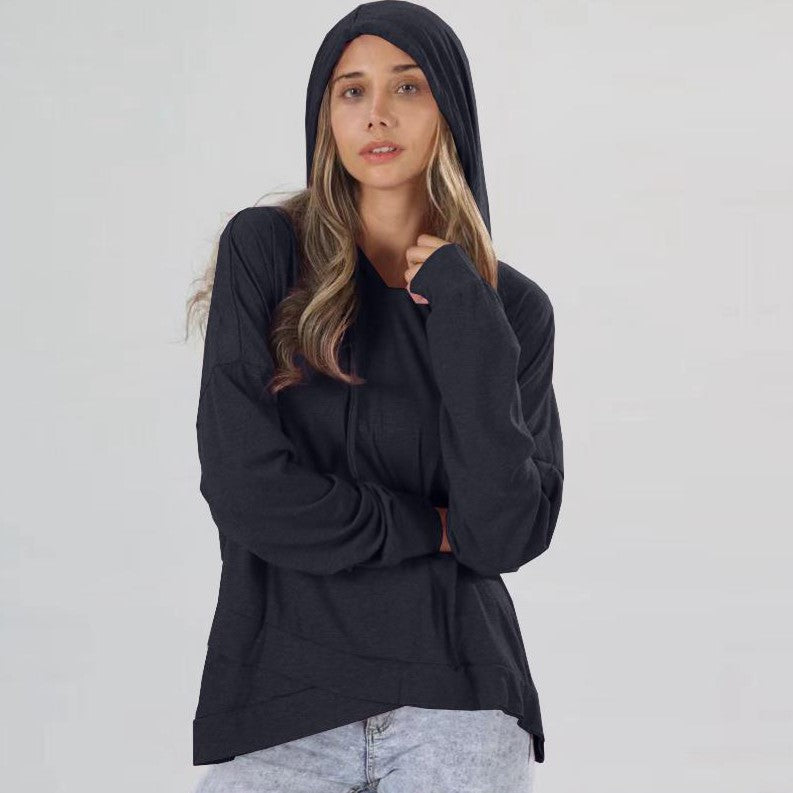 Charming Women's Autumn Hem Irregular Hooded Women's Sweater, Sweater