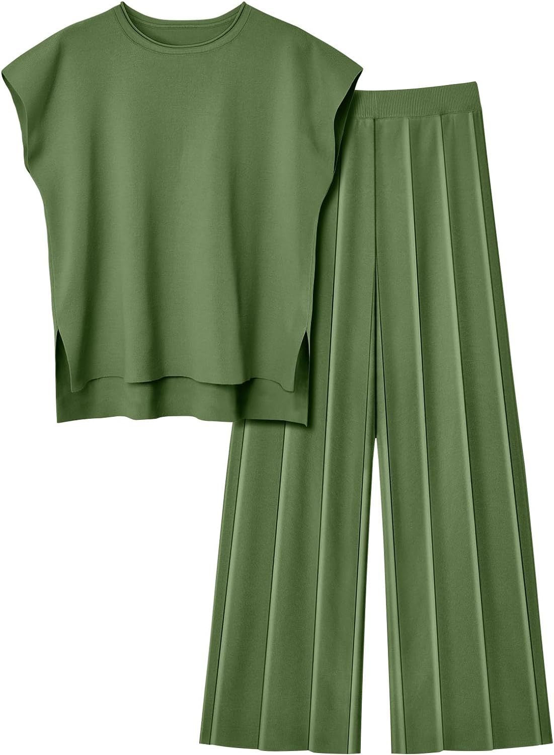 Women's Knit Casual Sleeveless Two-piece Set Suits