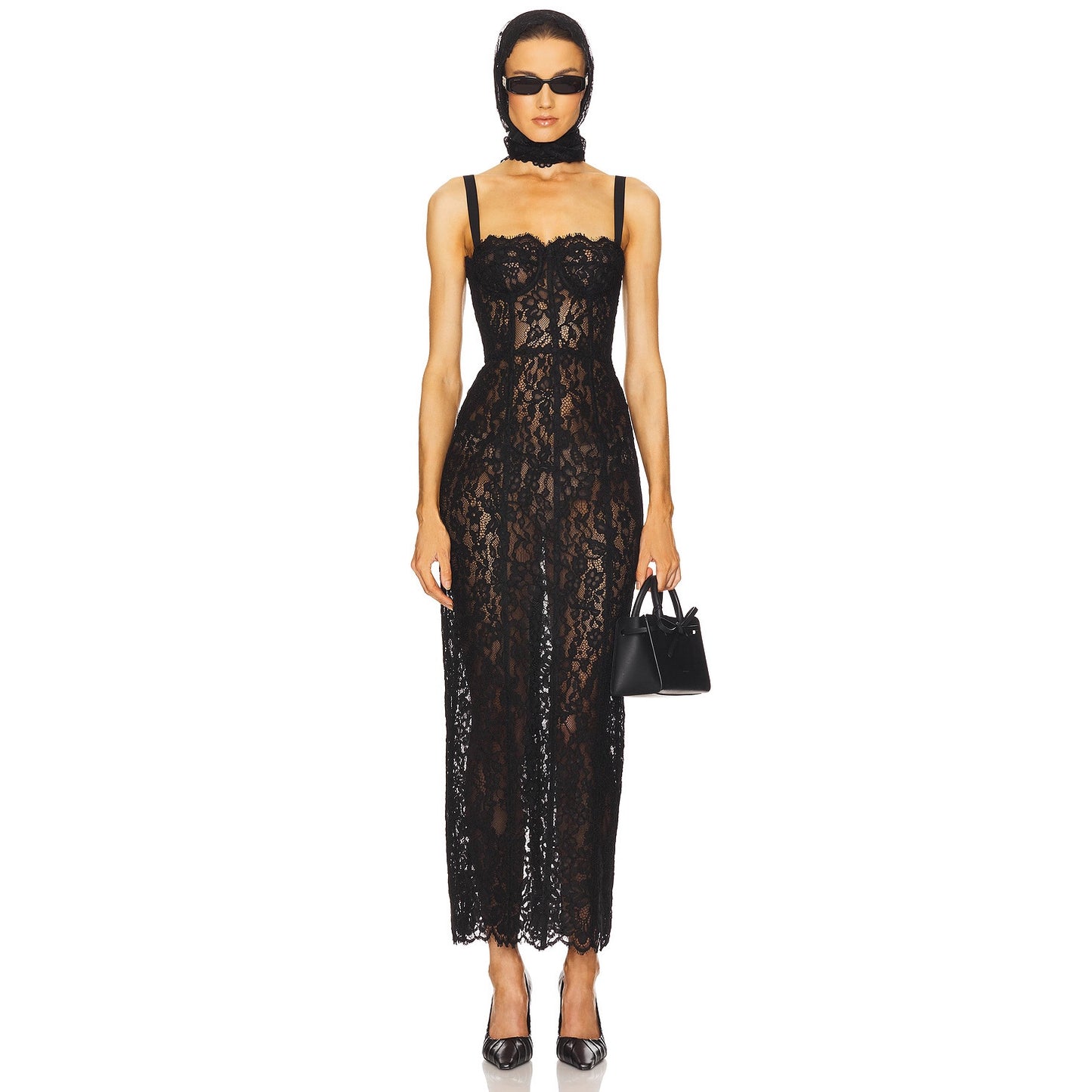 Sexy Black Lace Low-cut Sling Dress Temperament Dresses