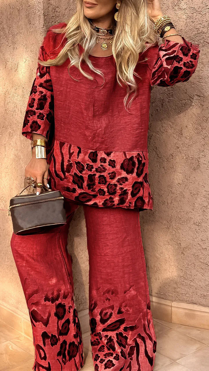 Women's Floral Print Mid-length Sleeves High Waist Suits