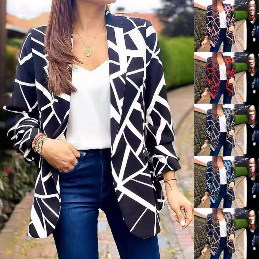 Fashion Printed Collar Without Buckle Business Small Suit