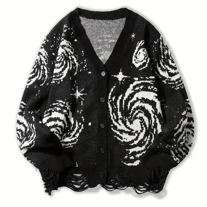 Women's & Men's & Retro Vortex Line Jacquard Loose Sweaters