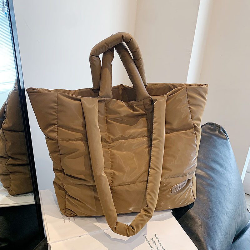 Women's Embroidery Thread Solid Color Soft Plaid Tote Bags