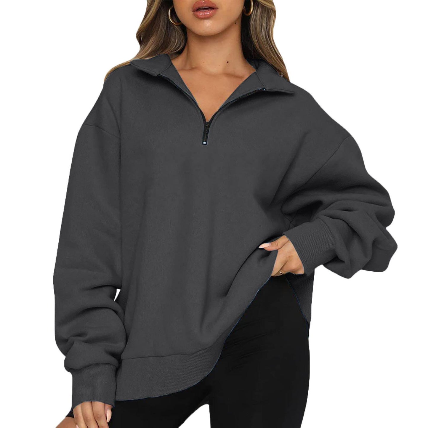 Women's Casual Half Zipper Pullover Long Sleeve Women's Sweater, Sweater