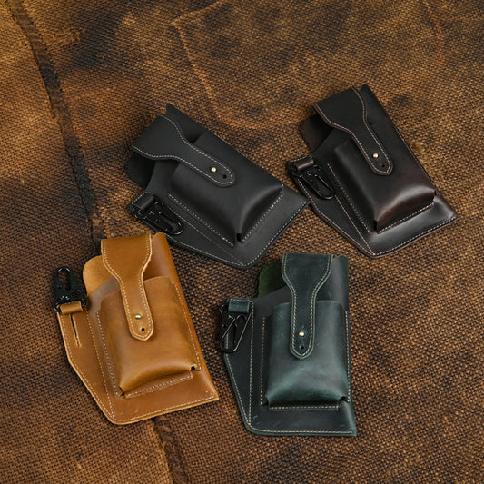 Men's Crazy Horse Leather Retro Cigarette Phone Bags