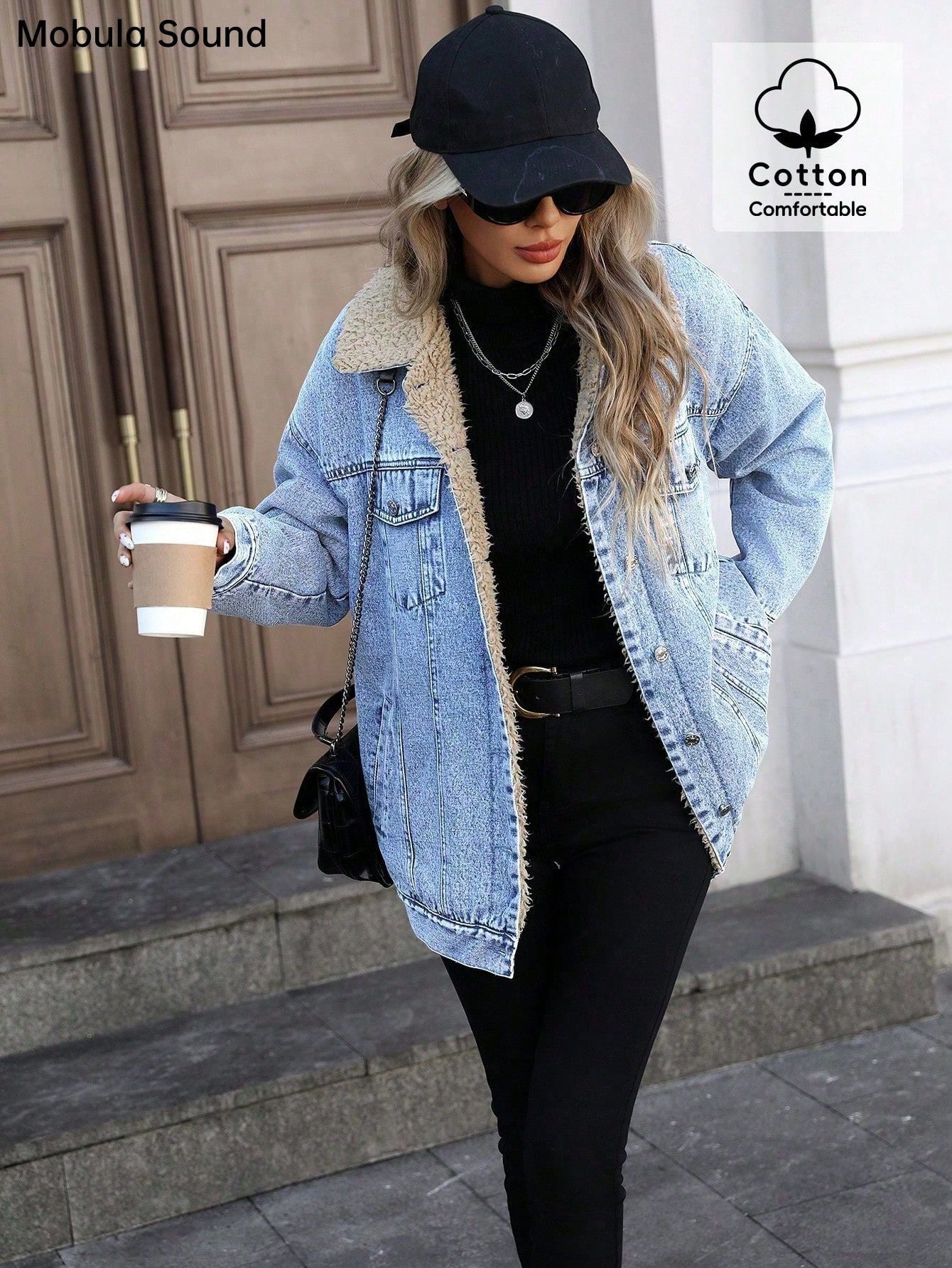 Women's Attractive Loose Fleece-lined Denim Cotton Jackets