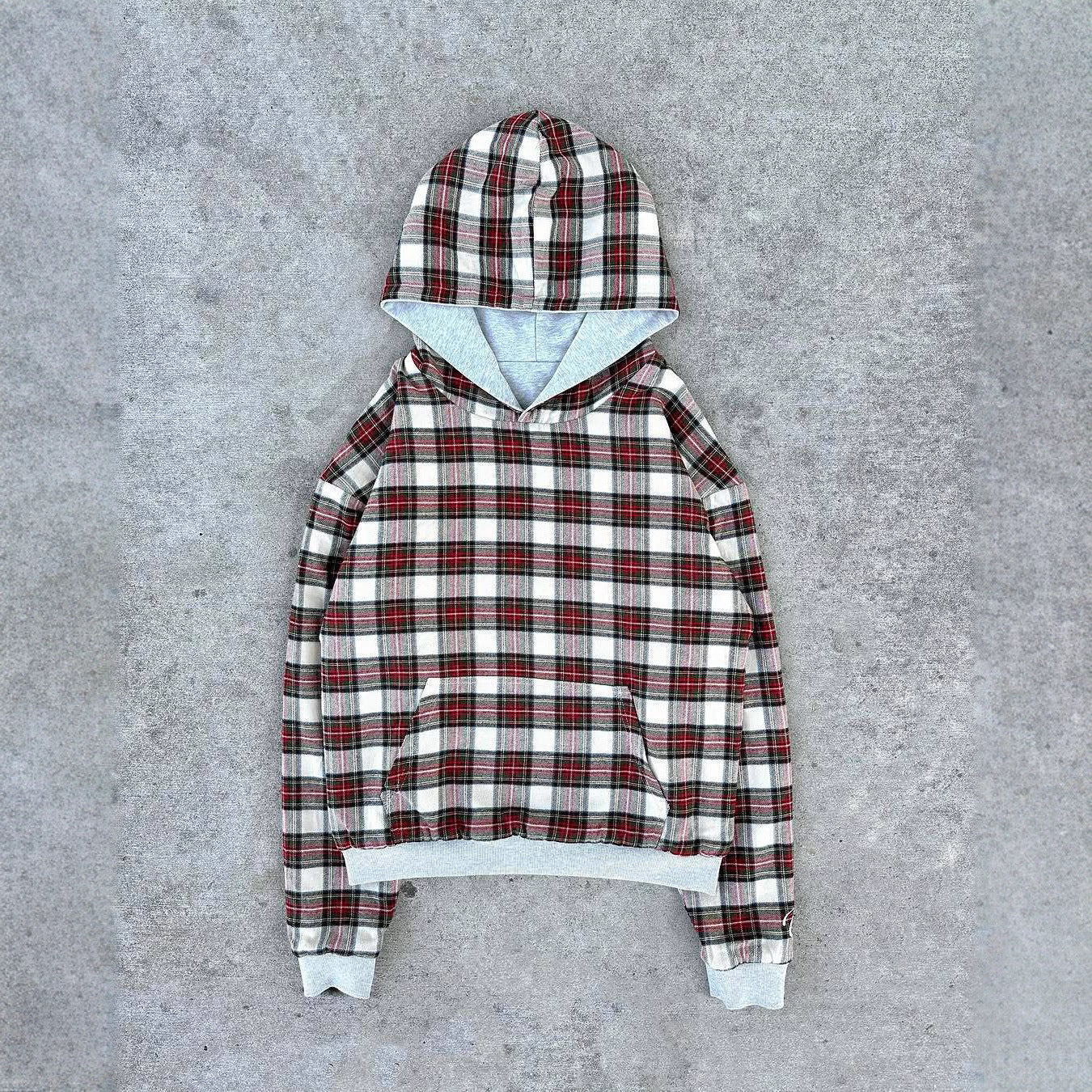 High Street Double-sided Retro Plaid Casual Hooded Long Sweaters