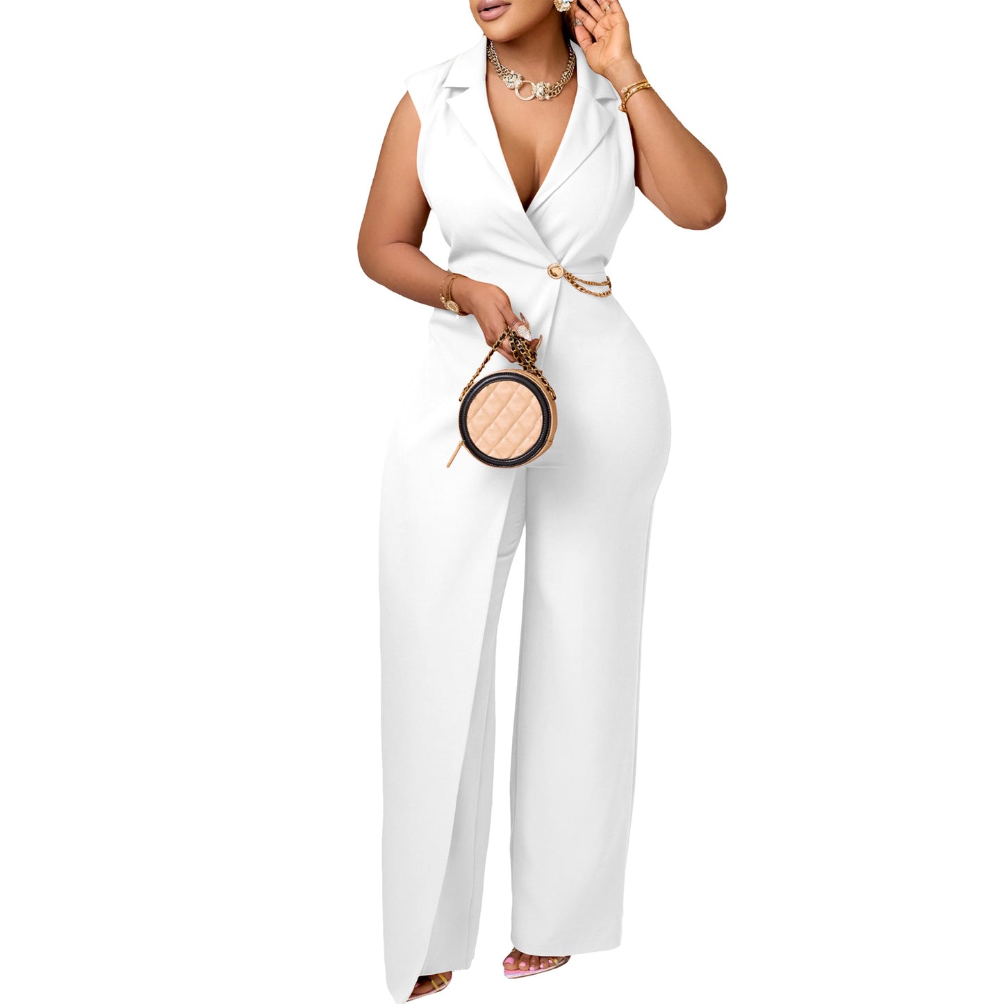 Women's Summer Elegant Fashion Elegance Sleeveless Collar Jumpsuits