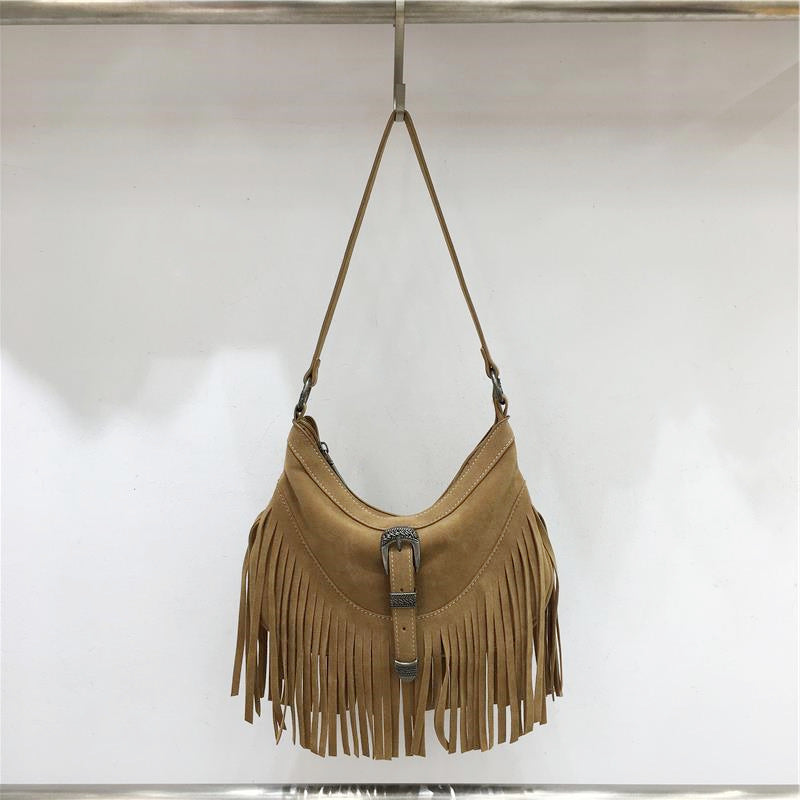 Retro Suede Fashion Tassel Portable Underarm Bags