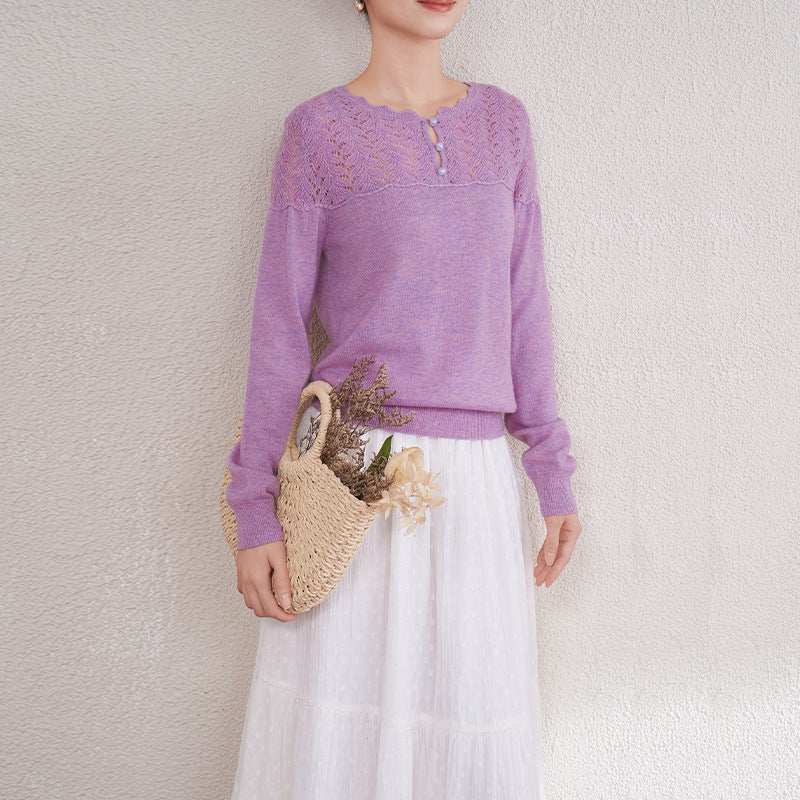 Round Neck Long Sleeve Wool Cashmere Sweaters