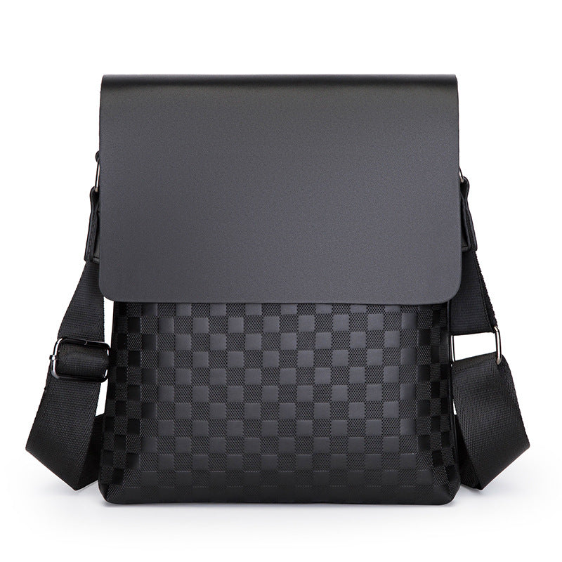 Men's Fashion Large Capacity Vertical Plaid Cover Men's Shoulder Bags