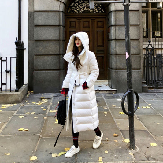 Women's Down Overknee Long Slim Fit White Jackets