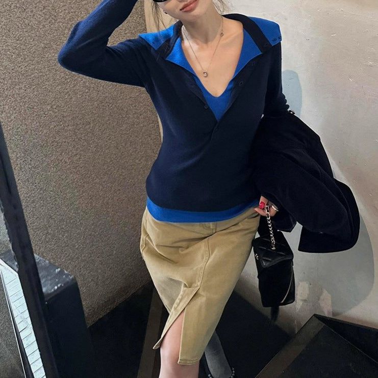 Women's Peter Pan Collar Classic Style Inner Bottoming Knitwear