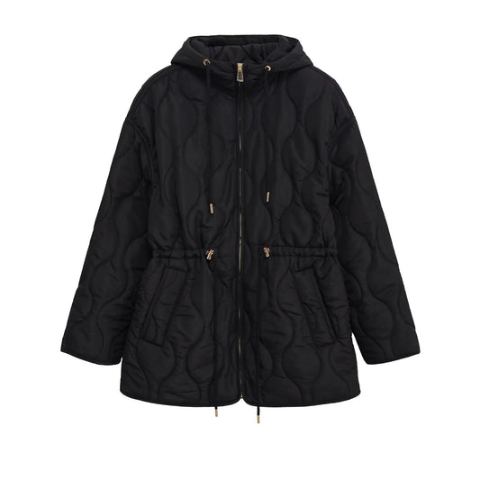 Women's Fashion Casual Mid-length Hoodie Cinched Quilted Coats