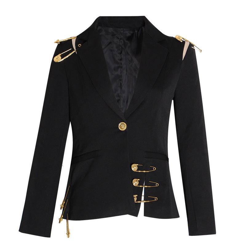 Commute Solid Color Classic Style One Button Coats