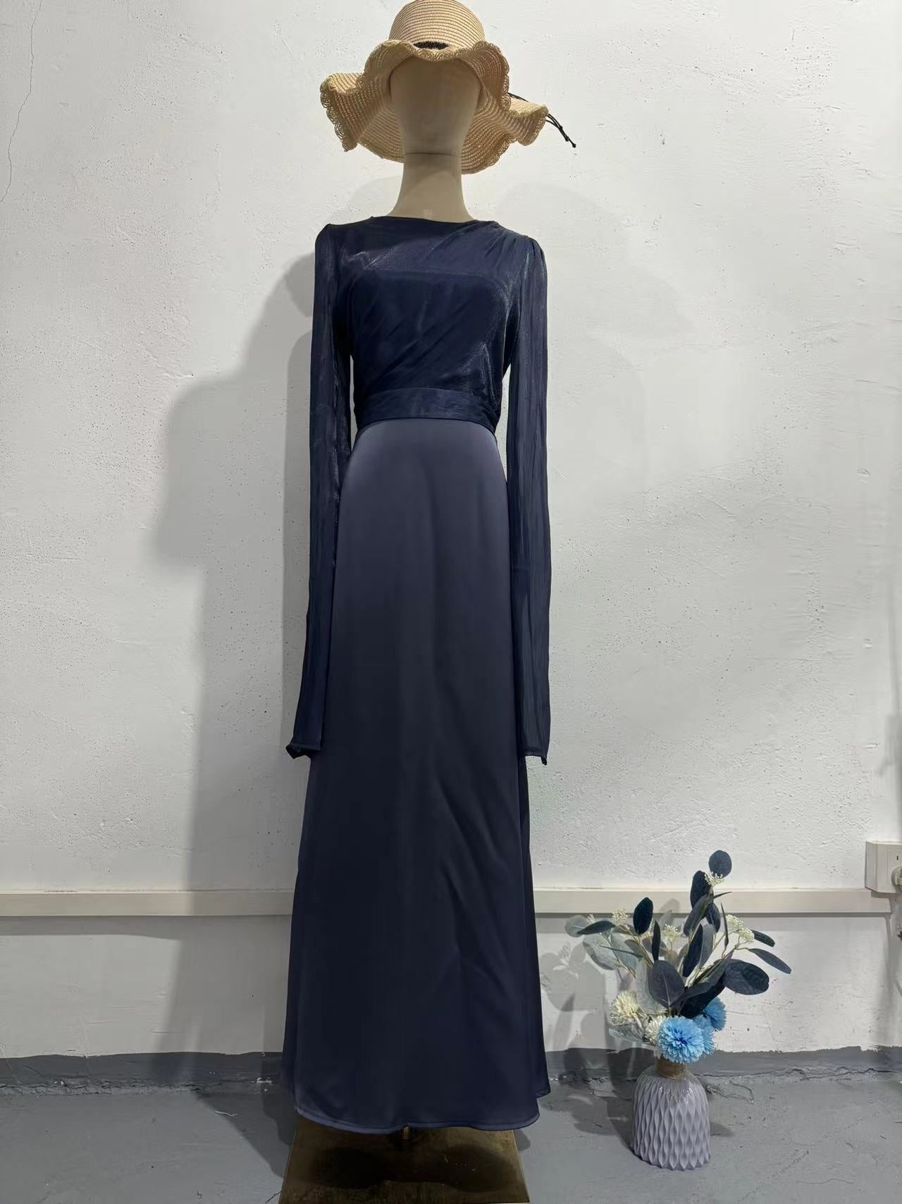 Yarn Large Swing Sleeve Length Satin Dresses