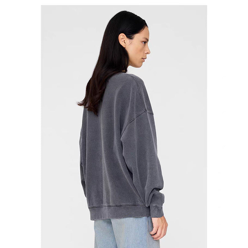 Women's Discharge Print Washed Fried Color Distressed Sweaters