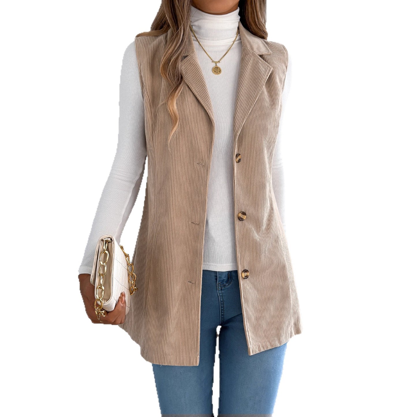 Fashion Women's Casual Single-breasted Collar Corduroy Coats