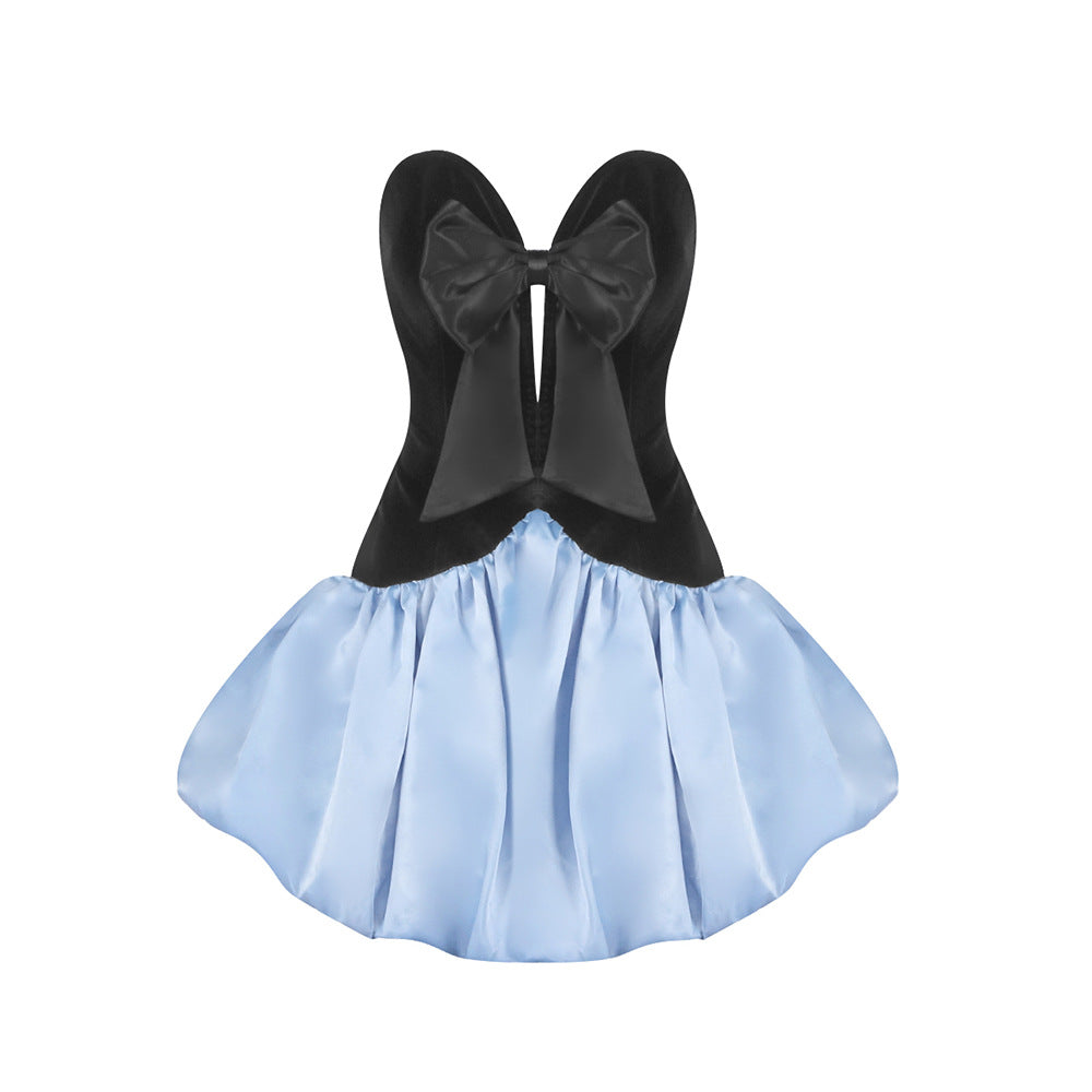 Veet Strapless Dress Deep V Bow Dresses