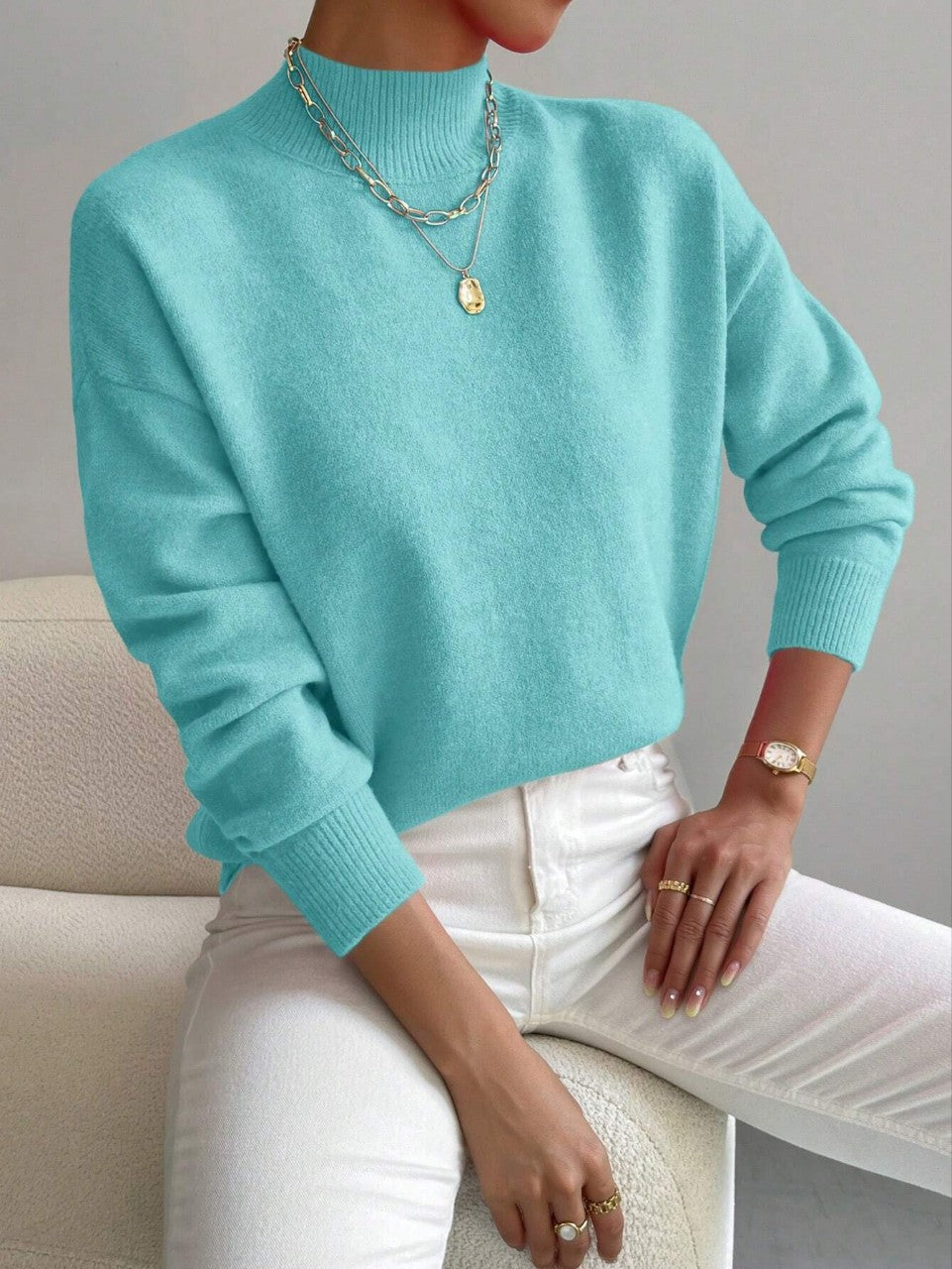 Women's Long Sleeve Fashion Solid Color Loose Sweaters
