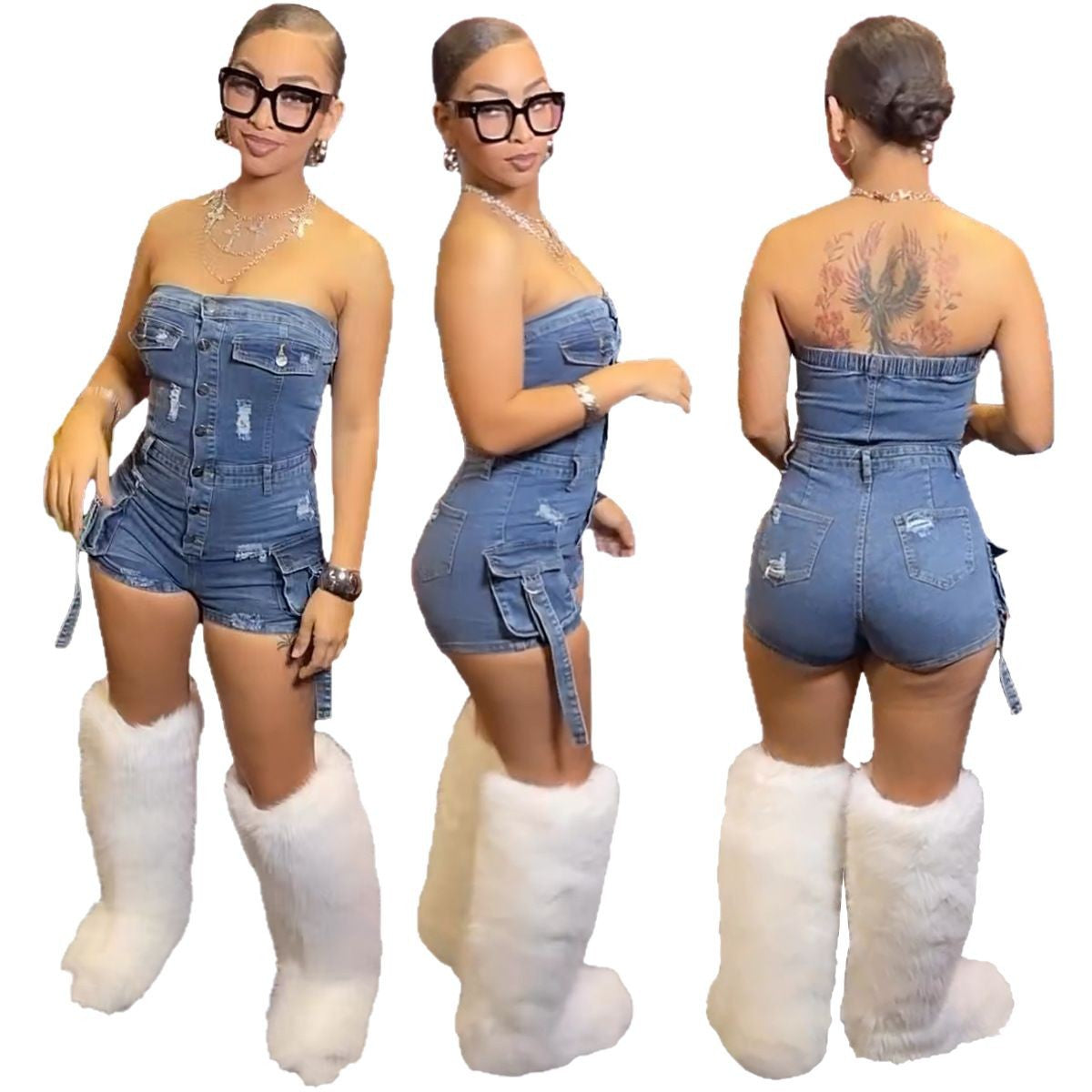 Women's Fashion Sexy Tube High Elastic Three-dimensional Pocket Tops