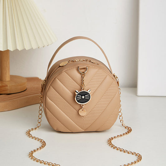 Women's Elegant Embossed Round Simple Chain Crossbody Bags
