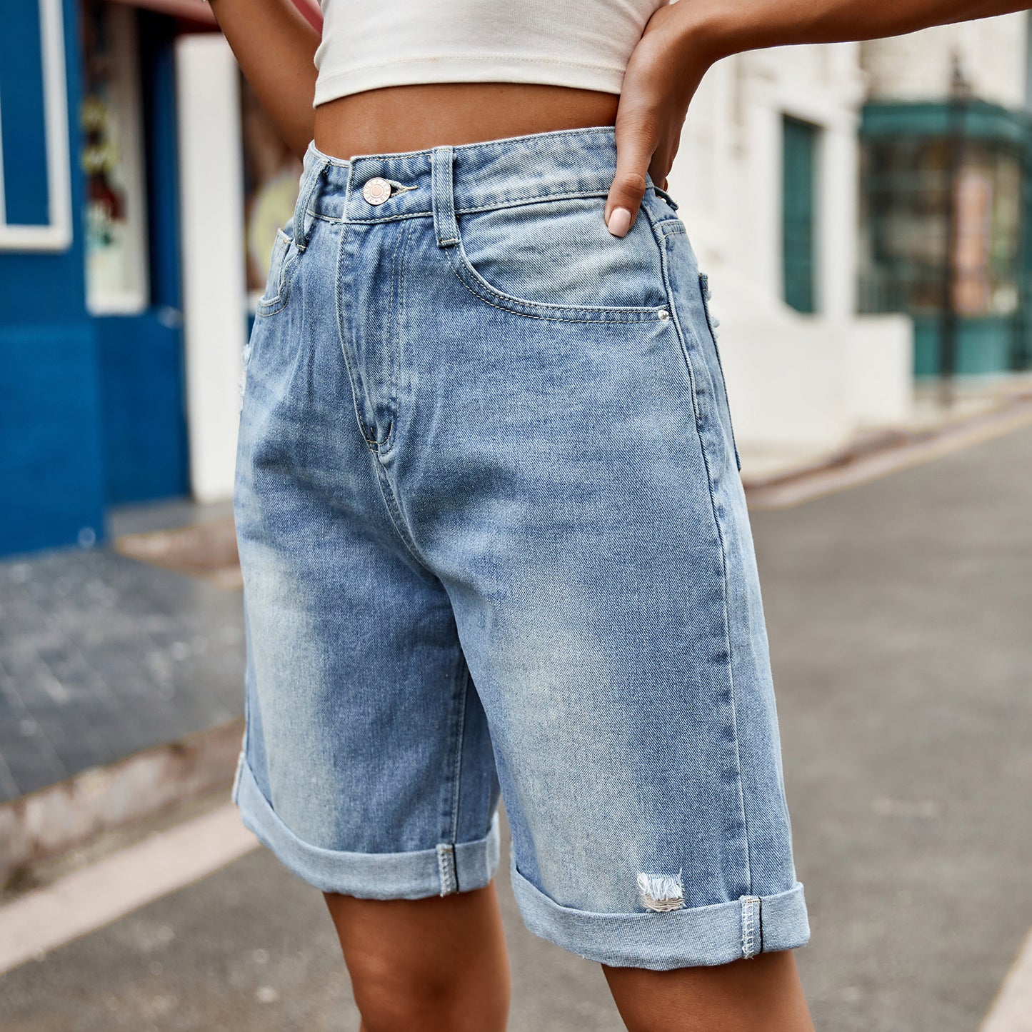 Women's Trade Ripped Curling Denim Casual Fashion Women's Jeans