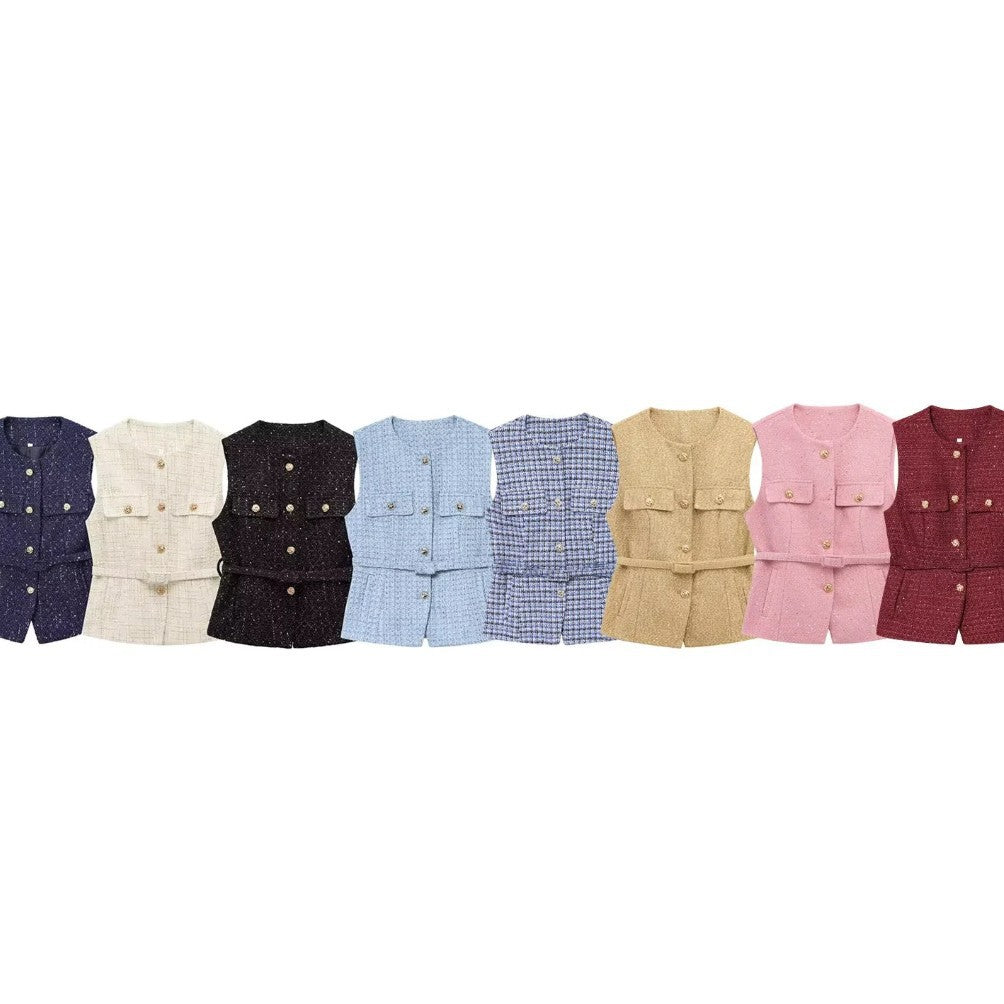 Women's With Belt Sequin Decorative Texture Tops