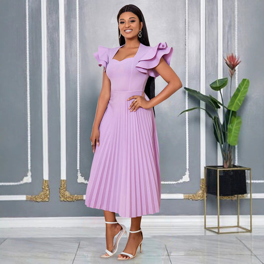 Square Collar Dress Elegant Graceful Leisure Dresses