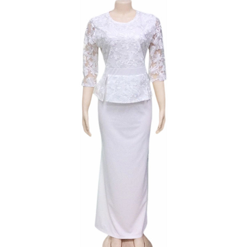 Women's Mother Dress Christmas Hollow Lace Floor Dresses