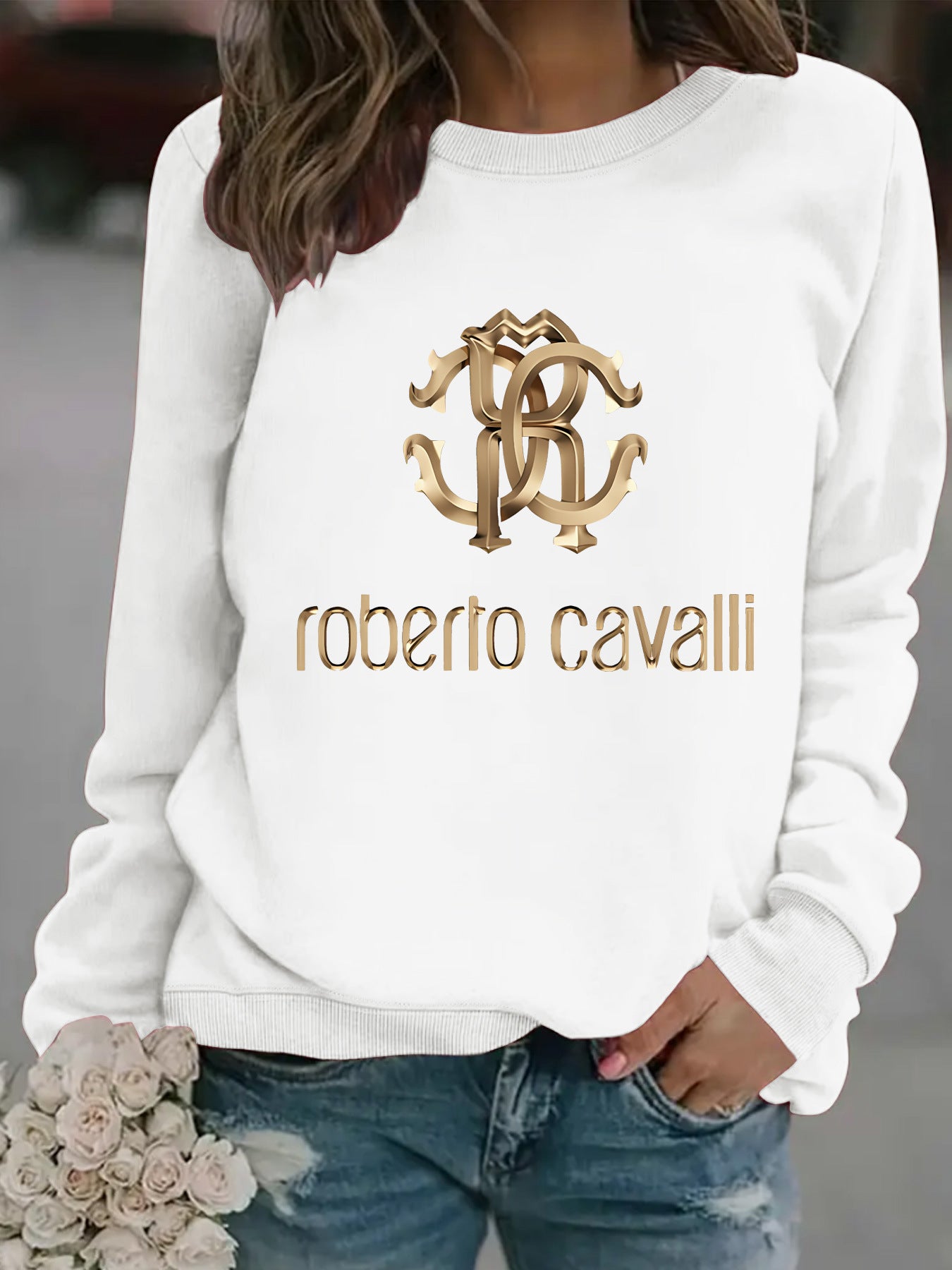 Women's Casual Long-sleeved Round Neck Printed Pullover Sweaters