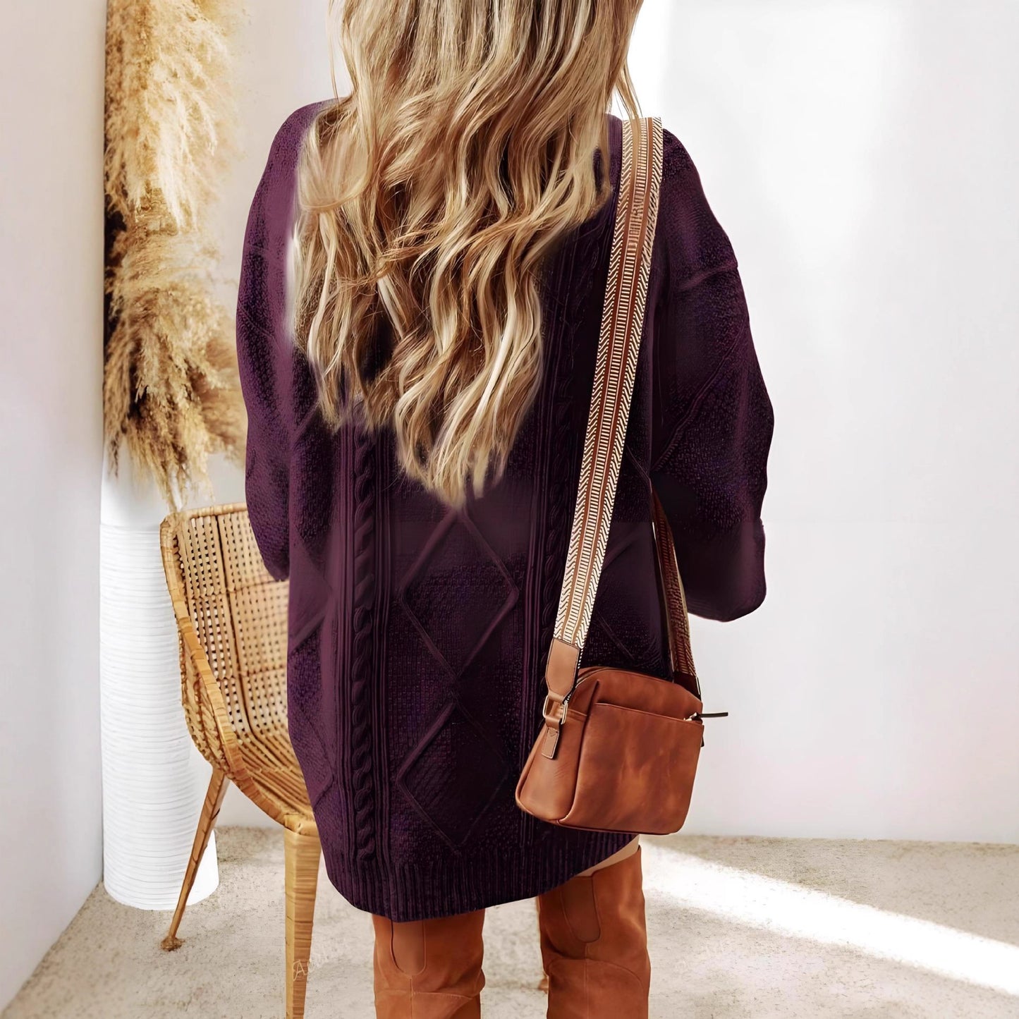 Women's Winter Vintage Textured Casual Loose Slim Sweaters