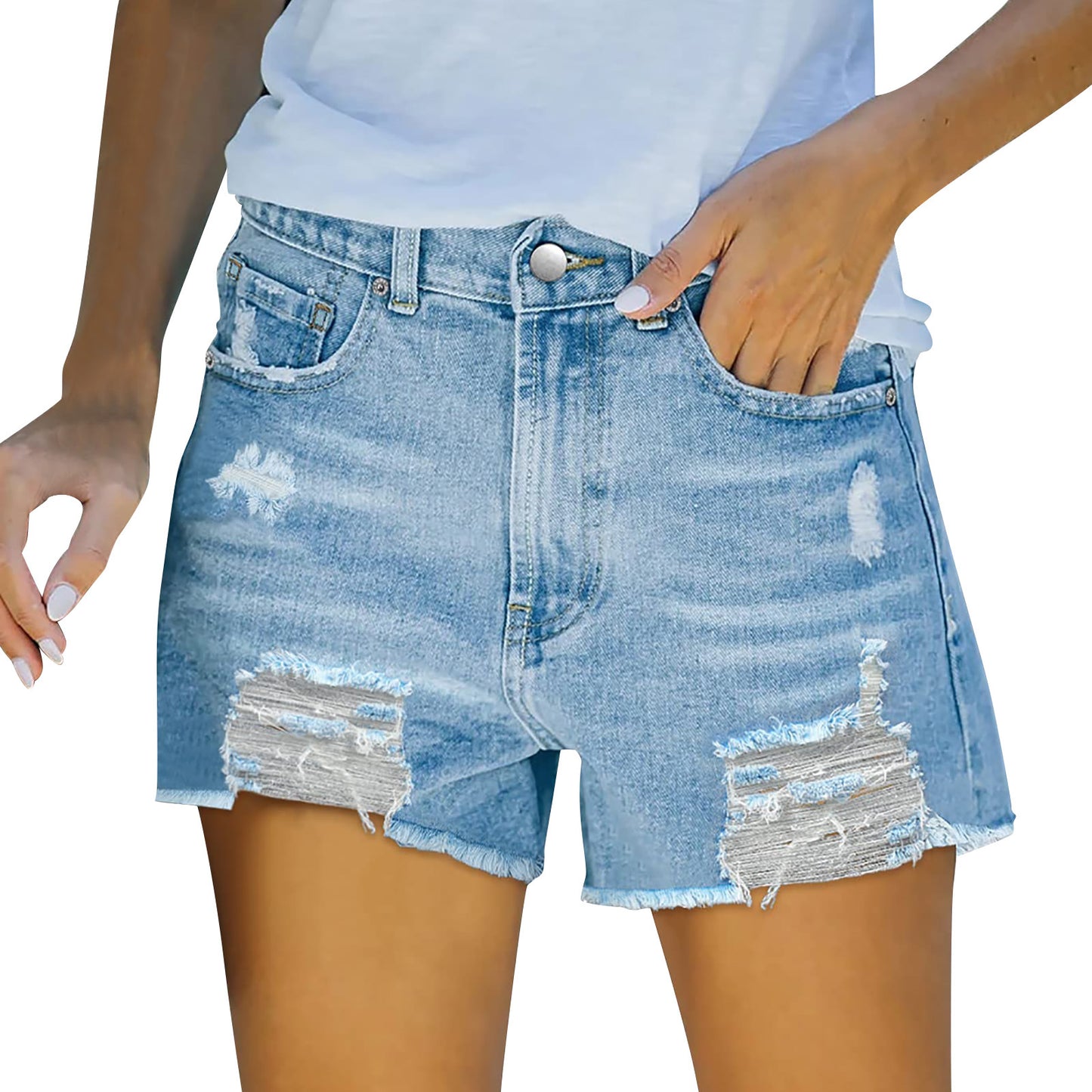 Stylish Women's Ripped Stretch Slim Denim Shorts