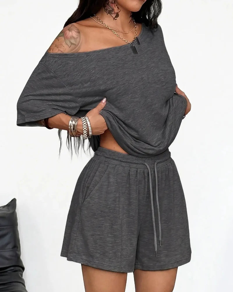 Elegant Women's Sports Sleeve Two-piece Loose Fashion Casual Suit