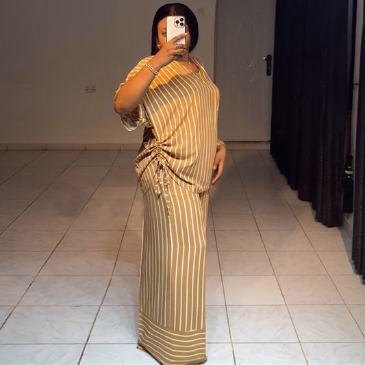 Women's Summer Casual Loose Striped Sleeve Wide Suits
