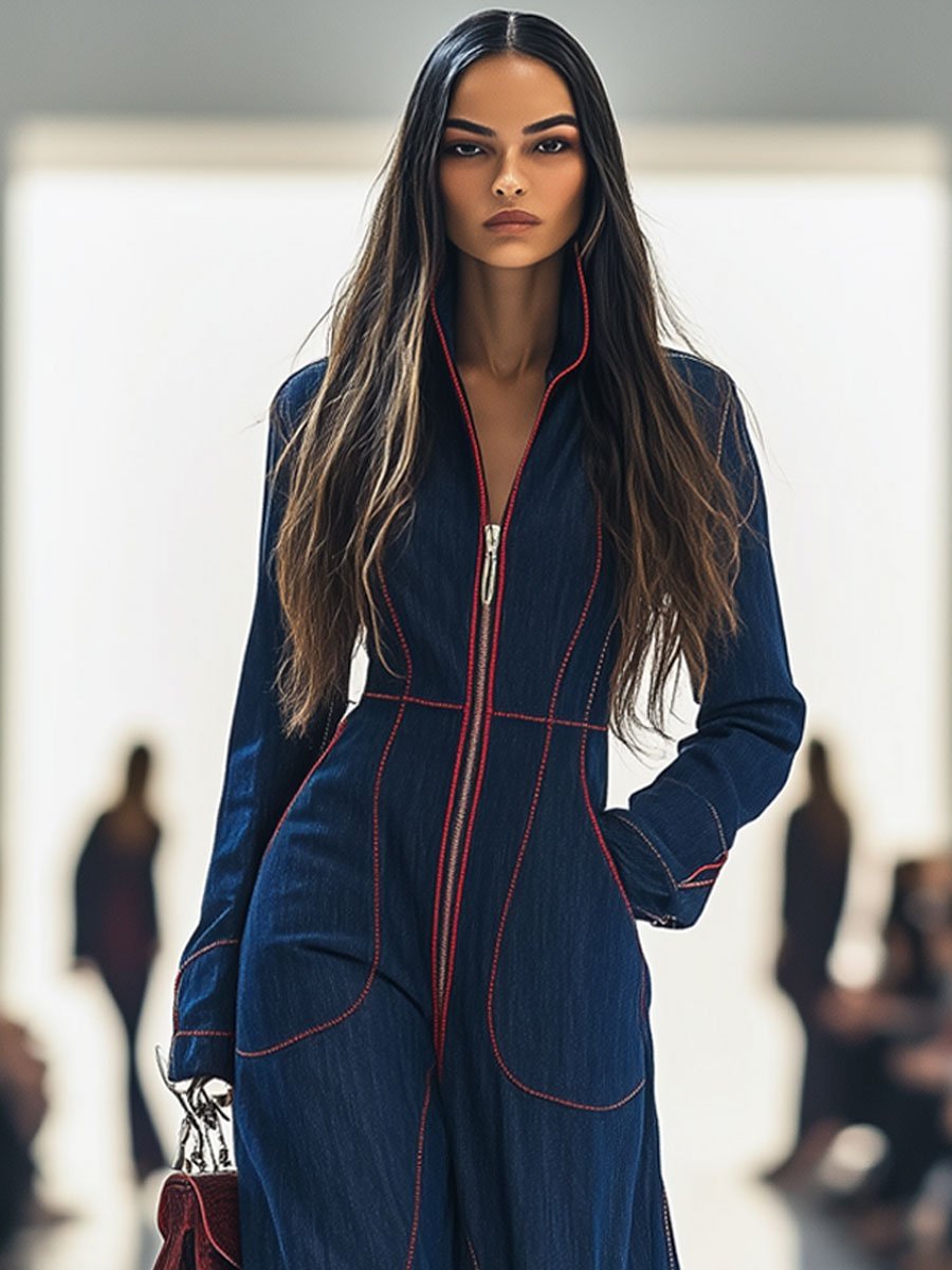 Women's Slim Casual Solid Color Large Pocket Jumpsuits