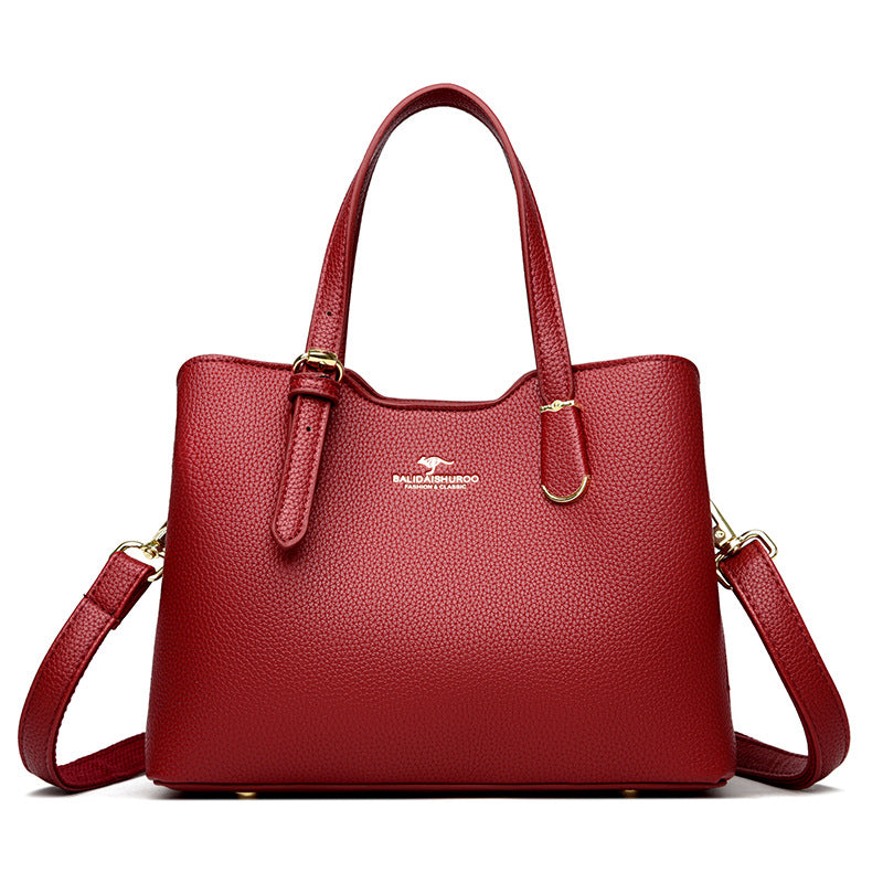 Women's Large Capacity Trendy Simple Textured Mother Handbags