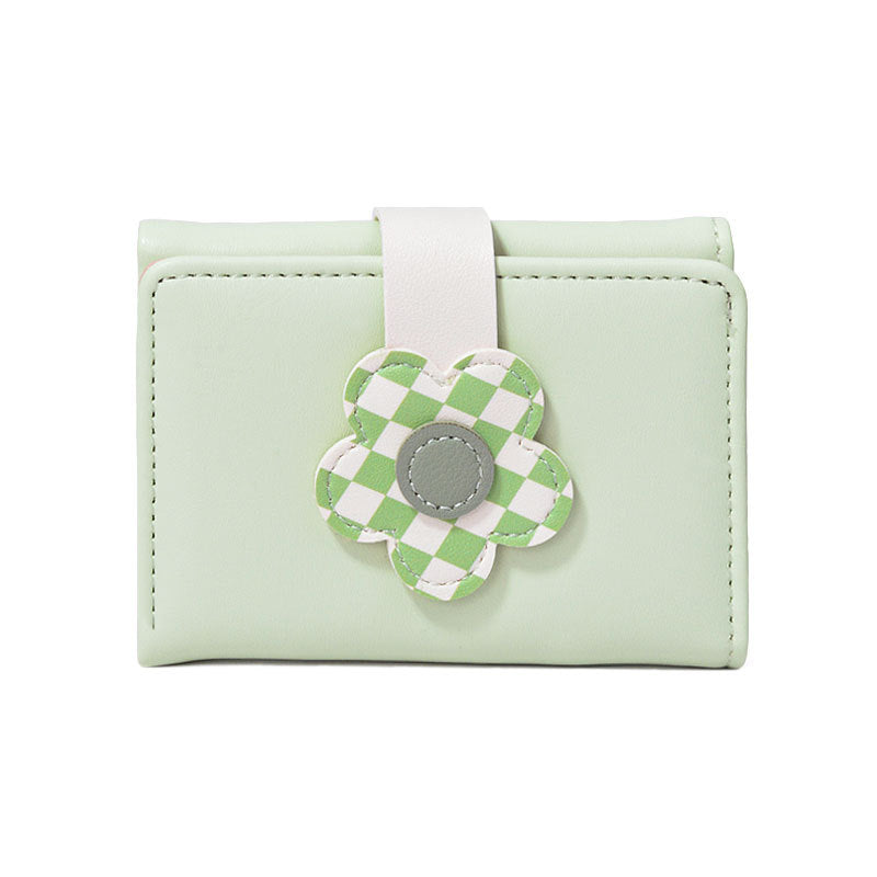 Flower Snap Button Cute Fashion Leather Ladies Wallets