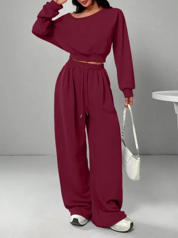 Women's Fashion Shoulder Casual Navel Solid Color Suits