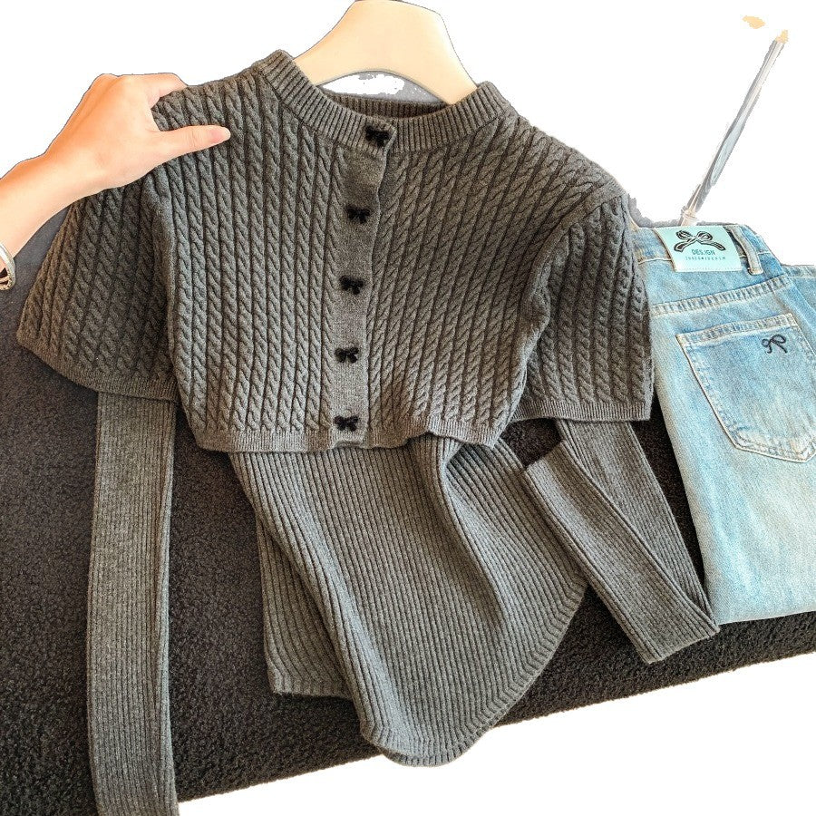 Women's Twist Stand Collar For Cape Shawl Tops