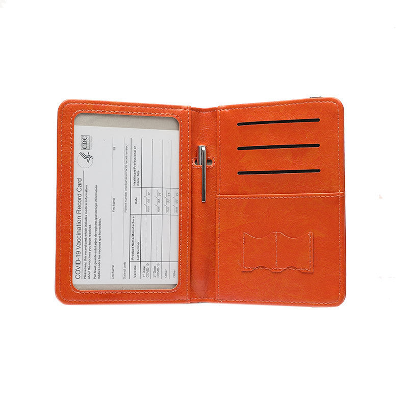 Vaccine Passport Leather Sheath Storage Document Bags