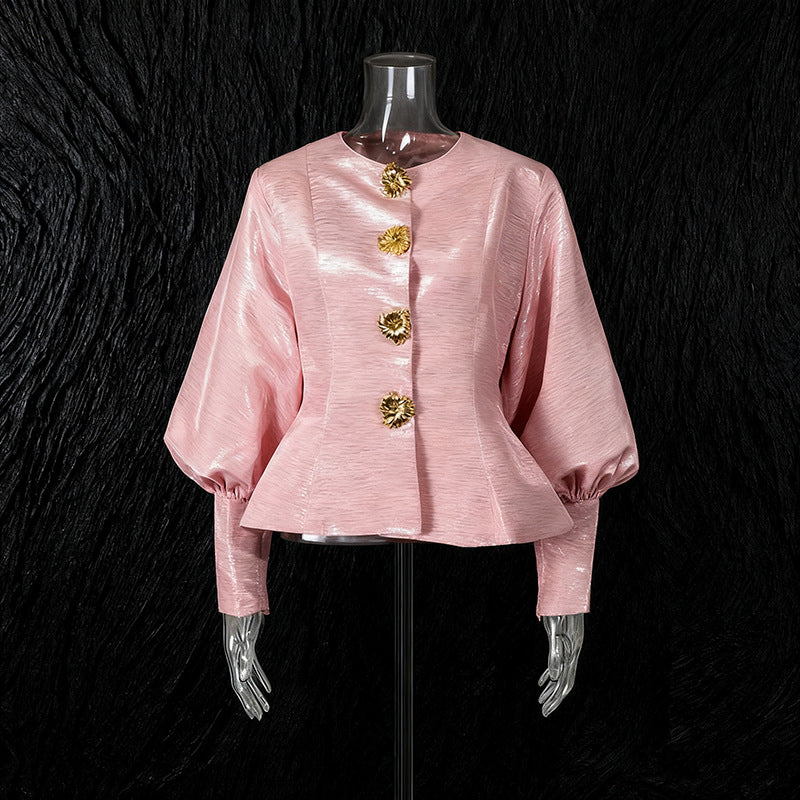 Women's French Style Gentle Autumn Fashion Single-breasted Blouses